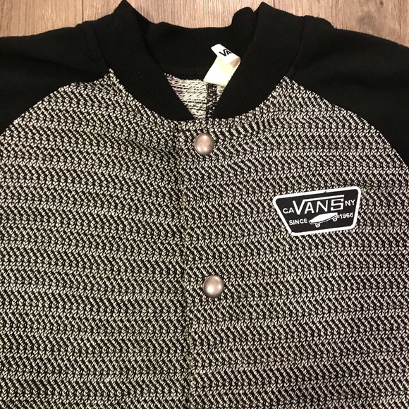 VANS Gray & Black Button Down Bomber Sweater - Picture 8 of 10